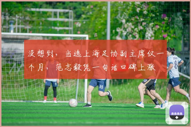 没想到，当选上海足协副主席仅一个月，范志毅凭一句话口碑上涨
